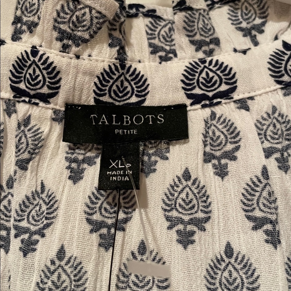 Talbots Navy and White Patterned Shirt - Picture 2 of 3